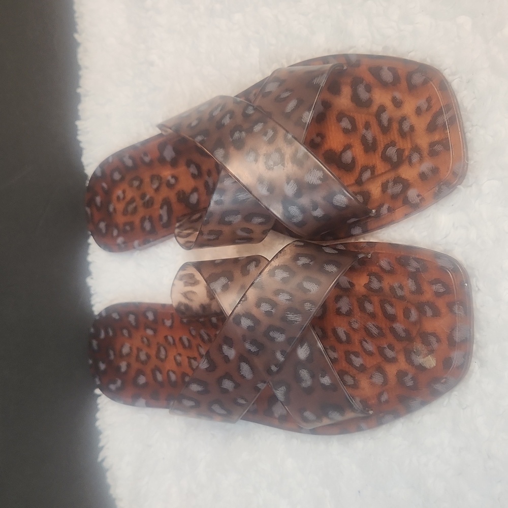 Anthropologie Matisse Jelly Slide Sandals Leopard Print 8